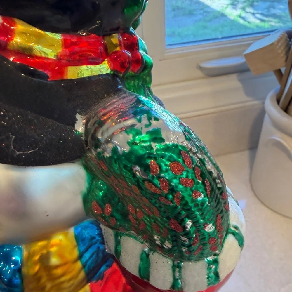 Large traditions hand blown vintage Snowman Family Holiday Decor